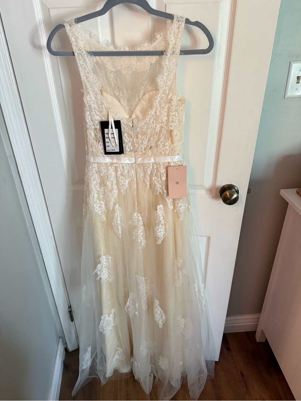 BHLDN Ivory and Champagne Lace A-Line Wedding Gown - Picture 6 of 10